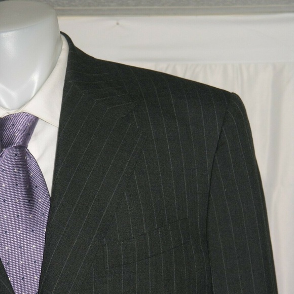 Adrian Jules Charcoal Stripes Three Button Bespoke Suit 42XL - Picture 1 of 11